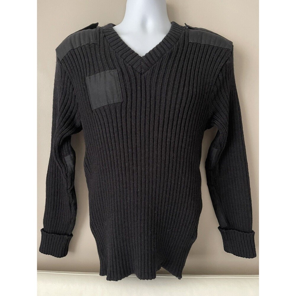Citadel Men Pullover 100% Virgin Wool Black Commando Sweater Long Sleeve Size 40